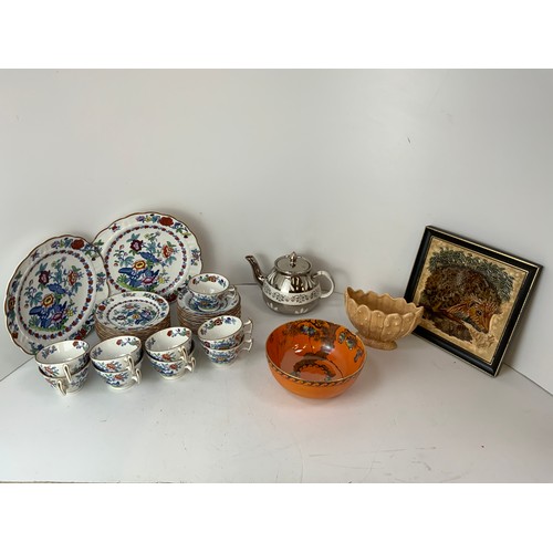 349A - Pompadour Booth Part Tea Set, Sylvac Vase, Burslem Ceramic Bowl and Gibbon Teapot