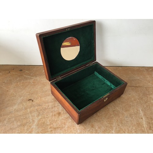 465 - Rosewood Jewellery Box with Key and Costume Jewellery