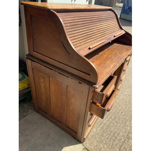 484 - Oak Roll Top Desk