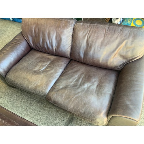 545 - 2x Brown Leather Sofas