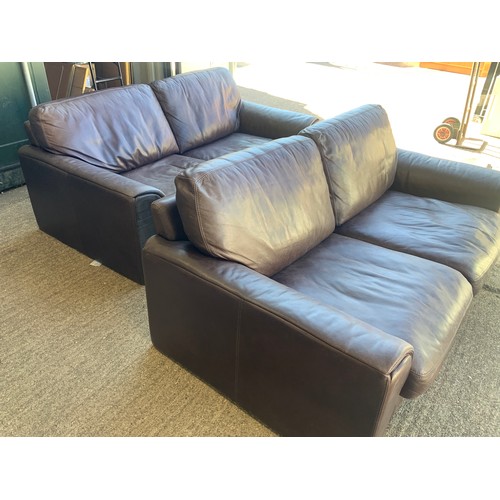 545 - 2x Brown Leather Sofas