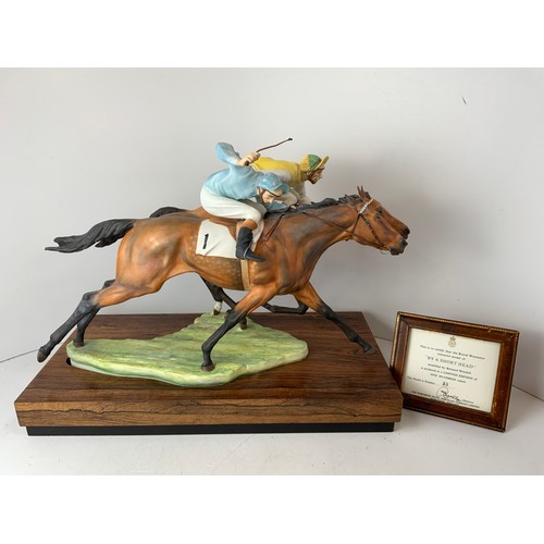 693 - Royal Worcester Horse Ornament - By a Short Head with Certificate