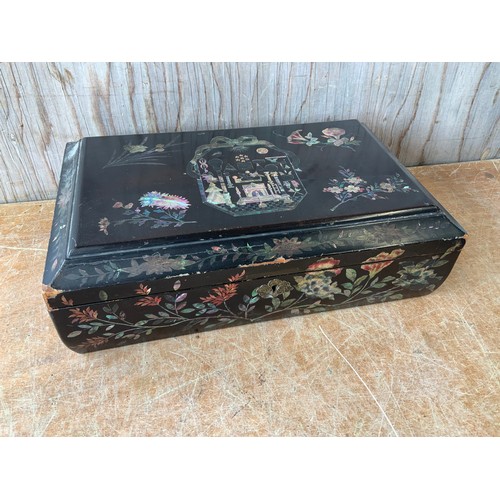 365 - Jewellery Box with Mother of Pearl Inlay - 40cm