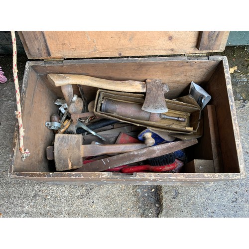 776 - Wooden Tool Box and Contents - Tools