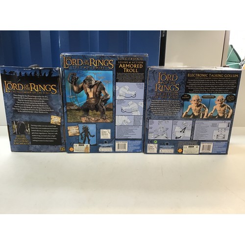 201 - Boxed Lord of the Rings Figurines - Gollum, Armoured Troll and Witch-King Ringwrath