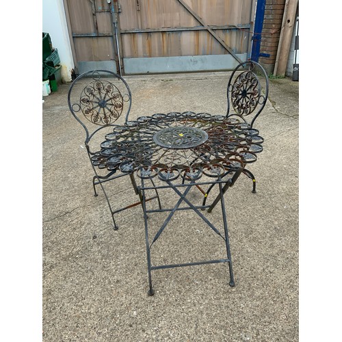 35 - Folding Metal Garden Table and Two Chairs