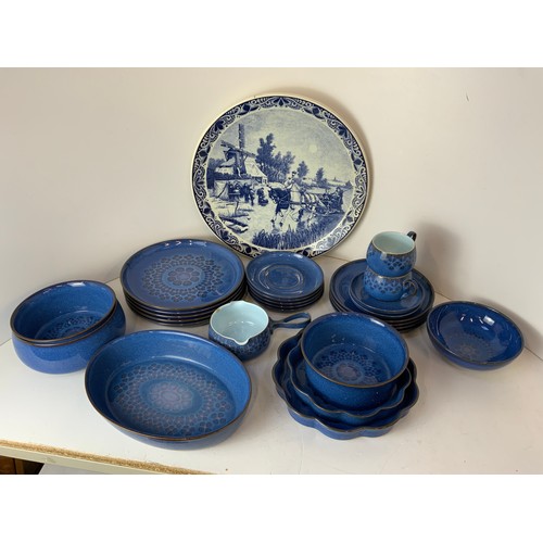 417 - Large Delft Plate and Denby Midnight China