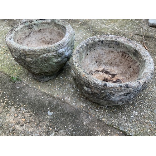 2 - Pair of Small Concrete Planters