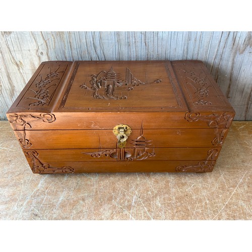 326 - Carved Wooden Jewellery Box with Two Drawers