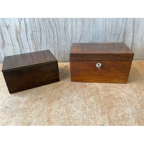 768 - 2x Wooden Boxes - One with Key