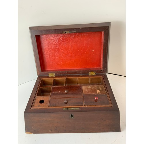 757 - Wooden Writing/Sewing Box