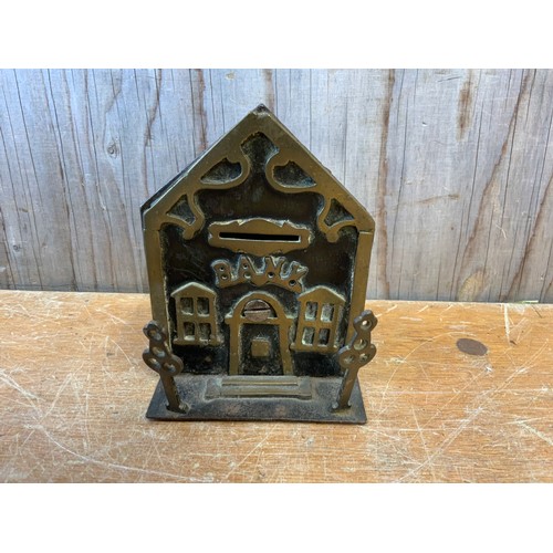 779 - Antique Metal Savings Bank (12x9cm)