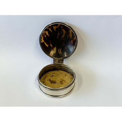 755 - 1940’s Silver and Faux Tortoiseshell R.A.F. Pill/Trinket Box - Birmingham Hallmark Date Rubbed