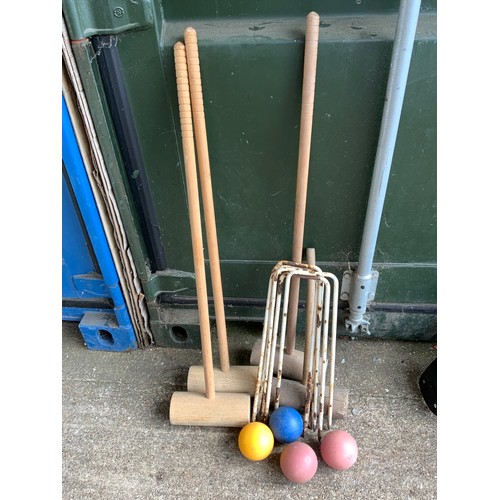 28 - Croquet Mallets, Hoops and Balls