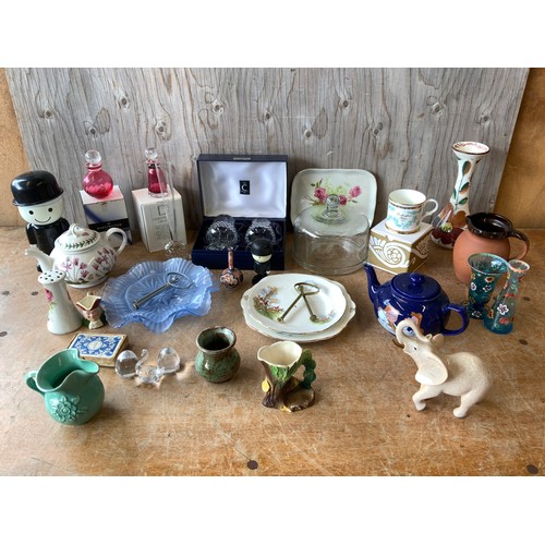 303 - Portmeirion Teapot, Cake Plates and Dartington Perfume Bottles etc