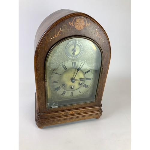 564 - Inlaid Mantel Clock - Gustav Becker - 40cm High