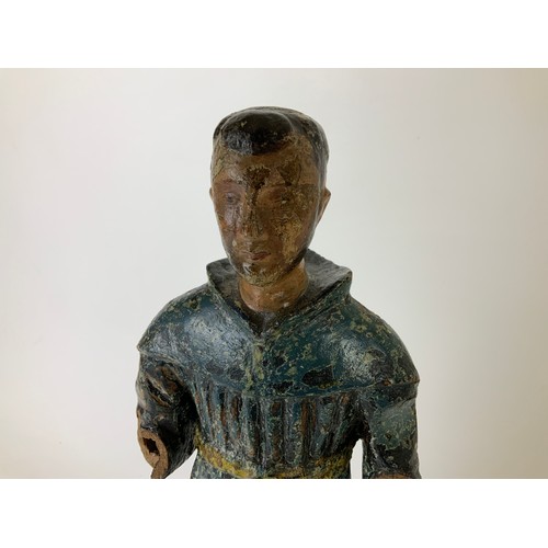 67 - 19th Century Carved Wooden Santos Figure on Detachable Base - 42cm H