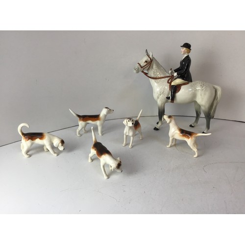 728 - Beswick Hunter and Hounds  - Tallest 22cm