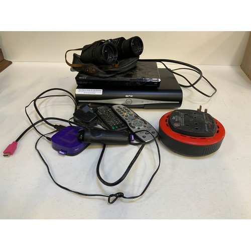 117 - Sky Box, Sony DVD and Binoculars etc