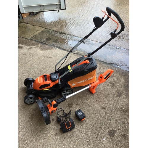 734A - Yardforce Cordless Strimmer and Lawnmower with Charger and Battery