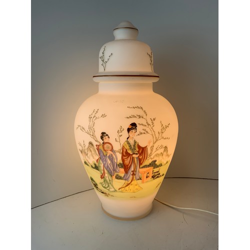 741 - Lidded Glass Ginger Jar Lamp