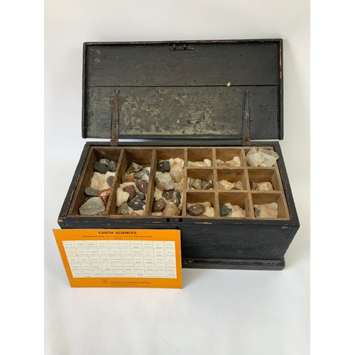 625 - Rock Specimens in Stained Pine Box