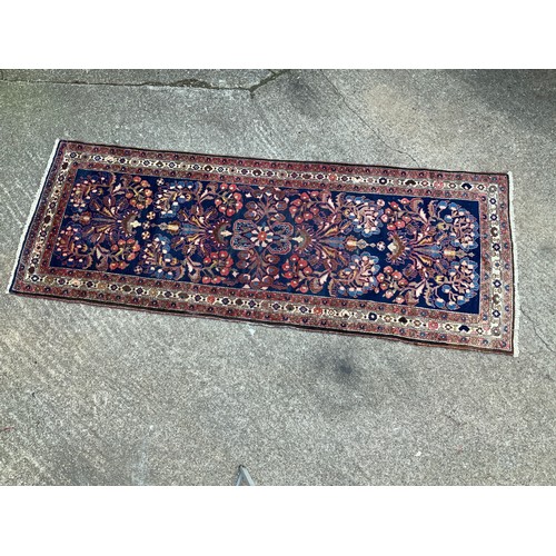 310A - Feraghan Rug Runner - Blue Ground - Palmette Pattern - 310cm x 114cm