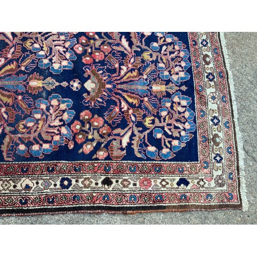 310A - Feraghan Rug Runner - Blue Ground - Palmette Pattern - 310cm x 114cm