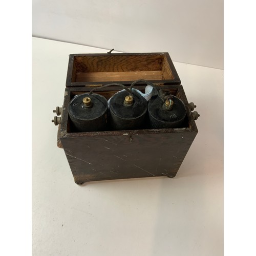 327 - 1954 GPO Phone Dry Cell Treen Battery Box with Bells and Tone Caller