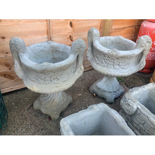 15A - Pair of Pedestal Concrete Planters