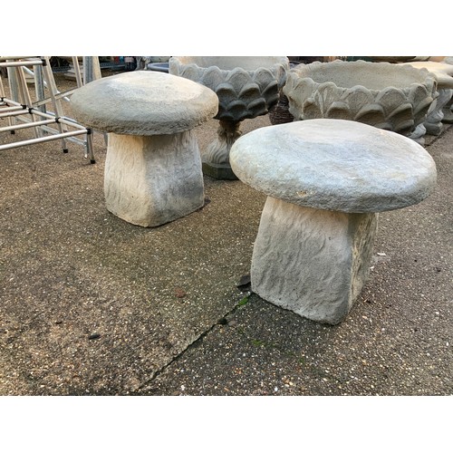 3 - Pair of Concrete Staddle Stones