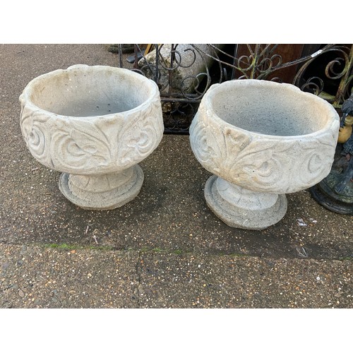 47 - Pair of Concrete Pedestal Planters