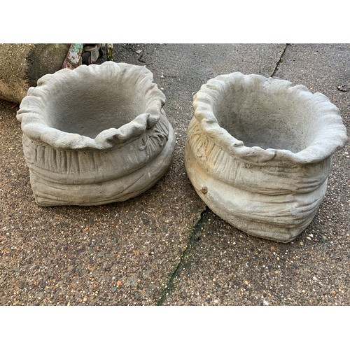 38 - Concrete Garden Sack Planters