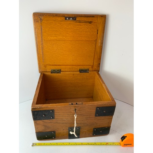 437 - Brass Bound Box with Key and Metal Handles