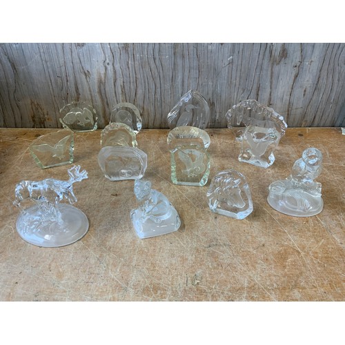 184 - Quantity of Crystal Clear Collectables, Stag, Owl and Cat Glass Ornaments