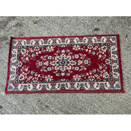 129 - Small Patterned Rug - Red Ground