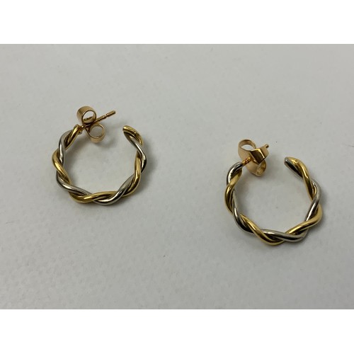 136 - Pair of Portuguese 19.2ct (marked 800) White and Yellow Gold Earrings - 6.6gms