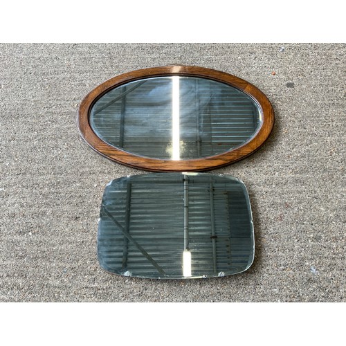 446 - Wood Framed Oval Mirror and Bevel Edged Mirror