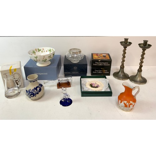 536 - Dartington Glass Jug, Irish Coffee Glasses, Wedgwood Strawberry Bowl and Stuart Crystal Flower Bowl ... 