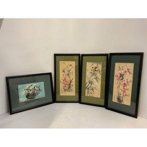 288 - 4x Framed Flower Pictures