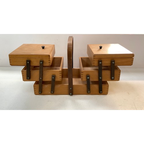 380 - Wooden Cantilever Sewing Box