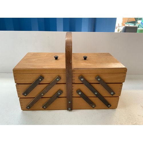 380 - Wooden Cantilever Sewing Box