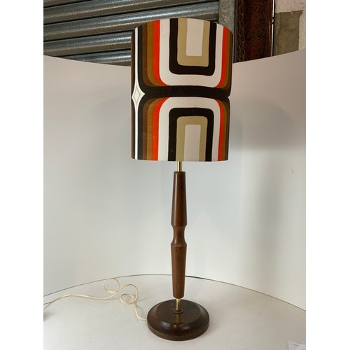 215 - 1970s Wooden Lamp with Retro Shade - Working