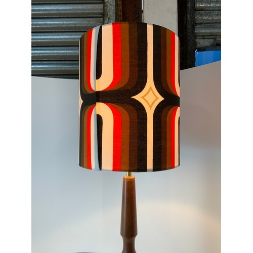 215 - 1970s Wooden Lamp with Retro Shade - Working