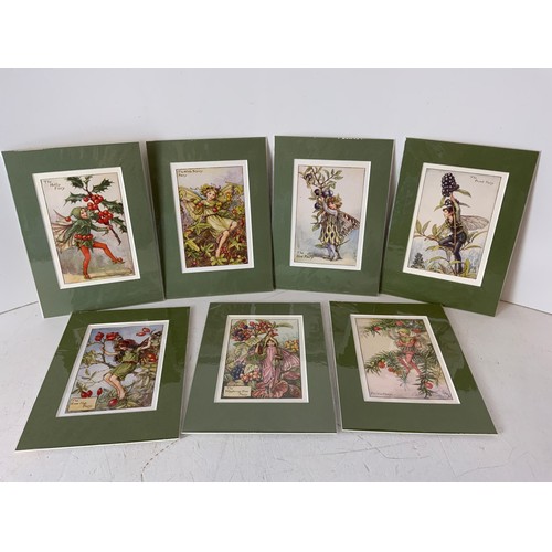 636 - 7x Vintage Flower Fairy Cecily Mary Baker 1940 Prints - Matching Mounts