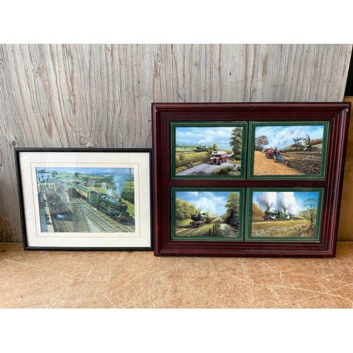 227 - Framed Ceramic Railway Scenes and Framed Torbay Express Print