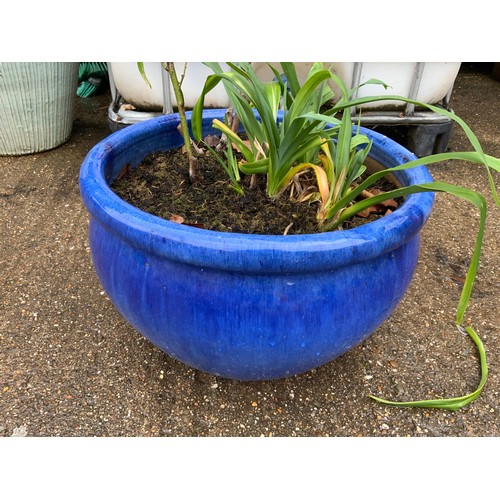 70 - Glazed Blue Terracotta Planter