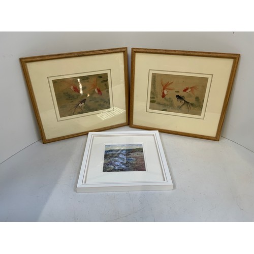 308 - 2x Framed Goldfish Pictures and One Other