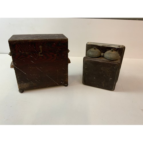 300 - 1954 GPO Phone Dry Cell Treen Battery Box with Bells and Tone Caller