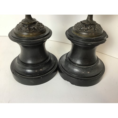 326 - Pair of Antique Brass Urns - H30cm